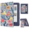 MoKo Custodia 6″ Tolino Shine Color/5 &Kobo Clara BW/Color/2E, Fiore blu | Cover per Tolino/Kobo Clara 6 2024/2022, Auto-Attivazione/Sonno, Slot per Schede, Cinghia da Polso, Supporto Pieghevole