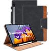 Oduio Custodia per Samsung Galaxy Tab S8 Plus 2022/Tab S7 FE 2021/Tab S7 Plus 2020 12.4 Pollici Cover Protettiva in PU Case Multi-Angli Supporto Pieghevole Coperchio con Tasca, Portapenne, Porta Carte Nero