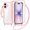 FERLAN Cover per Xiaomi Redmi Note 17 Pro 5G con Cordino, 360 Gradi Antiurto Custodia con Protezione Schermo Integrata Trasparente Rugged TPU Bumper Doppia Protettiva Cover per Redmi Note 17 Pro 5G -Rosa