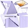 A-BEAUTY Custodia Compatibile con Samsung Galaxy Tab S8 Plus 2022 / S7 FE 2021 / S7 Plus 2020 12.4 Pollici, Cover Trasparente Antiurto, Supporto Trifold 6 in 1 a Forma di Y, Lilla