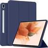 MGUEIAO Cover Compatibile con Samsung Galaxy Tab S7 FE 12.4, Custodia in Pelle PU Ultrasottile con Supporto Trifold, Retro in TPU Morbido, Antiurto - Blue