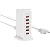 WUKUR Caricatore USB Multiplo,Stazione di Ricarica USB 6 Porte 50W da Tavolo per iPhone 14/14 Plus/14 Pro/14 Pro Max/13/12/11/8/XS/XR/X, iPad,Samsung Galaxy,Huawei(Bianco)