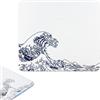 ELLENNE Tappetino Mousepad Vetro Temperato 300×260mm Onda Kanagawa Bianca | ELLENNE Tappetino Mousepad Vetro Temperato, Durezza 9H Anti-Graffi, Alta Precisione 300×260mm XL - Onda Kanagawa Bianca C2