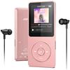AGPTEK Lettore MP3 16 GB Bluetooth 5.3 con Auricolare, lettore MP3 Portatile Musicale con Schermo a Colori TFT da 1,8,Radio FM/Registrazione, Supporto TF-128 GB (Oro Rosa)