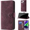 CaseGla Cover per iPhone 14 Plus 6,7 Pollici, Borgogna | Blocco RFID, Portafoglio Pelle PU, Flip Libro, Porta Carte, Magnetica Libretto, Antiurto Protezione Completa