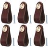 BOOLSFMAM 6 maniglie in pelle per mobili, 6,4 x 2,5 cm, fatte a mano, per mobili, in pelle, per cassetti, armadi da cucina, guardaroba