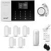 HUXGO® HXA005 Allarme casa senza fili WiFi + GSM 4G con sirena | Kit allarme con 1x rilevatore di movimento, 5x sensori per porte e finestre, telecomando | TUYA Smartlife App