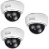 BASI | Set di 3 telecamere a cupola con luce LED lampeggiante | fotocamera Dummy | telecamera di sorveglianza per interni ed esterni protetti | montaggio a parete a soffitto | bianco | CCTV