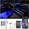 QAUBEN Auto Interno Strip Luces, 3 in 1 Multicolore RGB Auto Ambient Luceing Kit, 4m Fibra ottica EL Neon Tube Luce, Modalità fai da te Sincronizzazione musicale Telecomando RF + APP Control DC 12V