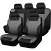 CAR PASS Coprisedili auto per anteriori e posteriori con stampa 3D, compatibili con airbag, installazione rapida, universali per auto, camion, SUV (Completo, Nero e grigio)