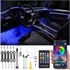 QAUBEN Auto Interno Strip Luces, 5 in 1 Multicolore RGB Auto Ambient Luceing Kit, 6m Fibra ottica EL Neon Tube Luce, Modalità fai da te Sincronizzazione musicale Telecomando RF + APP Control DC 12V