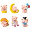 VorPrillynt Figura del Maiale, 6 Pezzi Maiale Decorazioni per Torte, Maiale Cake Topper, Torte Compleanno resina ornament, Adatto per la decorazione di torte di compleanno, ornamenti da collezione