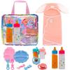 Nzkeuf 8 pcs Accessori Bambole, Bottiglia Magica Giocattolo, Include Biberon, Bottiglia di Succo, Ciuccio, Posate, Asciugamano da Bagno e Borsa Portaoggetti, Regalo per Bambine dai 3 Anni in su