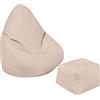 Loft 25 Kids Bean Bag Gamer Chair, Mobili Resistenti all'acqua per Pouf Bambini, Seduta BeanBag per all'aperto e Interno, Design Ergonomico Pouf Poltrona (Bean Bag + Poggiapiedi, Pietra)