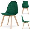 BDW - Sedia Imbottita - in Velluto - Trapuntata - con Gambe in Legno di Faggio - con Schienale e Sedile Arrotondati - per Sala da Pranzo, Cucina, Soggiorno - Moderno - Verde - 2 pezzi