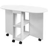 HOMCOM Tavolo da Pranzo Pieghevole per 2-4 Persone, 120x60x77 cm, Bianco | Tavolo Cucina a Ribalta Ovale, con 6 Ruote, Ripiani a 2 Livelli, 2 Ribalte, Salvaspazio, per Cucina Soggiorno Sala da Pranzo