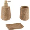 Tendance - Set di Dispenser per Sapone e Porta Sapone in poliresina Effetto Legno - Naturale - Bagno - Accessorio da Bagno Indipendente