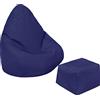 Loft 25 Kids Bean Bag Gamer Chair, Mobili Resistenti all'acqua per Pouf Bambini, Seduta BeanBag per all'aperto e Interno, Design Ergonomico Pouf Poltrona (Bean Bag + Poggiapiedi, Blu Marina)