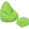 Loft 25 Kids Bean Bag Gamer Chair, Mobili Resistenti all'acqua per Pouf Bambini, Seduta BeanBag per all'aperto e Interno, Design Ergonomico Pouf Poltrona (Bean Bag + Poggiapiedi, Lime)