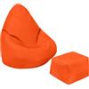 Loft 25 Kids Bean Bag Gamer Chair, Mobili Resistenti all'acqua per Pouf Bambini, Seduta BeanBag per all'aperto e Interno, Design Ergonomico Pouf Poltrona (Bean Bag + Poggiapiedi, Arancione)