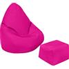 Loft 25 Kids Bean Bag Gamer Chair, Mobili Resistenti all'acqua per Pouf Bambini, Seduta BeanBag per all'aperto e Interno, Design Ergonomico Pouf Poltrona (Bean Bag + Poggiapiedi, Cerise)