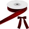 MUNSKT Nastro da regalo in velluto rosso, 25 mm, 22,5 m, nastro di velluto rosso, nastro sottile in velluto, morbido e lussuoso, decorazione per matrimoni, confezioni regalo, bouquet da sposa, rafia