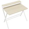 Yaheetech Scrivania pieghevole, 100 cm, scrivania per computer con ripiano, tavolo da lavoro a 2 livelli con supporto per monitor, tavolo per computer portatile per home office/piccole stanze
