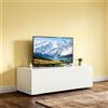 SUNXURY Mobile TV basso da 100 cm, montaggio a parete e piedistallo, ante a battente con cerniere ammortizzanti, illuminazione a LED, mobile TV per piccoli appartamenti, soggiorno e camera da letto