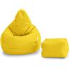 Loft 25 Pouf - Poltrona per giocatori, per interni ed esterni, resistente all'acqua, design ergonomico per il supporto del corpo, durevole e confortevole (pouf + poggiapiedi, giallo)