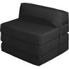 Loft 25 Jumbo Cord Singolo Letto a Z Pieghevole Materasso | Sleepover Ospiti Soggiorno e Camera da letto | Comodo Divano Sedia | Ergonomico Design Futon con Poggiatesta (Poliestere, Nero)