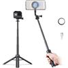 Jishane Treppiede magnetico per selfie con apertura automatica per iPhone | 19 cm piegato a 61 cm esteso, compatibile con attacco magnetico 1-click, mini supporto portatile per telefono da viaggio