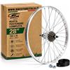GFM BIKE Ruota Posteriore Bici 28" 700C con Ruota Libera 7 Velocità - Cerchio 28 x 1.75 (700x35 / 622x20C) in Alluminio, Mozzo e Raggi in Acciaio - Dadi e Flap Inclusi - City Bike, Olandese e Trekking