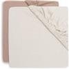 Jollein Lenzuola con angoli elasticizzati in jersey - Confezione da 2 - Per culla, lettino da co-sleeping e passeggino - 40/50x80/90 cm - 100% cotone - Con elastico - Light Terra/Oatmeal