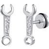 INFINIONLY Orecchini creativi da uomo in acciaio inox, orecchini a forma di chiave inglese alla moda, orecchini con viti per adolescenti, argento/nero/oro