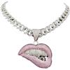 FUSHENGTER Collana Donna Collane Ciondolo Ragazze Collana Con Ciondolo A Forma Di Labbro Morso Hip-Hop Da Donna Per Uomo, Collane Hip-Hop Con Cristalli Ghiacciati Bling
