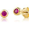 Orovi Orecchini Donna Argento 925 Placcato Oro 18KT, Punto Luce a Lobo con Pietre Preziose Rubini/Smeraldi/Zaffiri/Topazi, Piercing Eleganti, Gioielli Donna Anallergici con Scatola Portagioie
