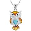 KZX Collana con gufo turchese, in argento Sterling 925, con ciondolo a forma di gufo, smaltato, regalo di compleanno per donne e ragazze, Argento sterling, Turchese