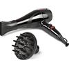 Girmi PH61 Asciugacapelli professionale, 2300 Watt, Ioni, Motore AC, Nero