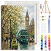MOTGOM Dipingere con i Numeri Adulti con Telaio, Big Ben Londra Paint by Numbers per Principianti e Adulti, Dipingere con i Numeri Adulti, Decora la Casa Regalo 25×35cm