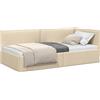 vidaXL Cornice del Letto ad Angolo Crema 90 x 190 cm Tessuto, Arredamento Moderno per Camera, Divano Letto angolare, arredo salvaspazio per Vita compatta