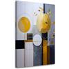 Feeby Quadro su Tela Non Tessuta - Stampa Su Tela - Astrazione geometrica gialla di cerchi e piante - 30x45 cm - Decorazione Murale - Moderno Soggiorno - quadri moderni soggiorno - poster