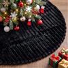 Lanpn Tappeto Sotto Albero di Natale Copribase Albero 120cm, Grande Lusso albero di Natale Copertura Base Piede Gonna per la Decorazioni per interni per feste invernali in casa (Nero)