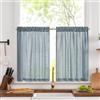 TOPICK Tenda Corte Piccole Tende Cucina 90Lx75A cm 2 Pannelli Blu | tenda rustica semi-trasparente da bistrot, balcone, porta finestra, roulotte, corte, soggiorno, doccia, stile country