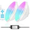 KOLLNIUN Illuminazione LED per piscina RGB, 40W, PAR56, luce subacquea, lampada da bagno, sincronizzazione esterna con telecomando, 12 V AC, IP68 impermeabile (confezione da 2)