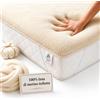 Marivor Italia Coprimaterasso 100% Lana Merino Naturale 500 g/m², Lato Cotone Traspirante, 4 Elastici, Made in Italy - 120x190 cm