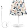 Reiacy Retro Conchiglie di Mare Stile Lampade Da Tavolo con Porta USB Carino Luce Notturna Lampade Da Tavolo per Camera Da Letto U