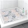 Lurowo Tappetino da doccia antiscivolo, 60 x 60 cm, in PVC, morbido e confortevole, antiscivolo, ad asciugatura rapida, anti-rusching, per bagno, piatti doccia (foglia, 60 x 60 cm)