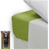 Happidea - Lenzuolo con Angoli Elastici, 100% Cotone, Tinta Unita, Made in Italy, Singolo, 90x200 Altezza Max 25, Pack Barattolo Riutilizzabile, Verde