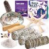ZHHGOO Salvia Californiana 2 Bundles,Cedro,Supporto Bianco, 2 bastoni Palo Santo 10cm Incenso Naturale da Bruciare,Sage Smudge Kit Abalone Shell Piuma,Elimina Negatività,Purificazione Kit di Incenso