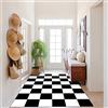 Siunwdiy Tappeto A Scacchi Bianco E Nero Soggiorno Moderno Design A Pelo Corto Antiscivolo Camera Da Letto Zerbino Per Bambini Rettangolare Ufficio, Nero, 80X160cm